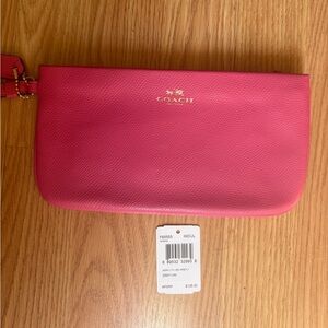 Coach Hot Pink Pebbled Leather Wristlet
